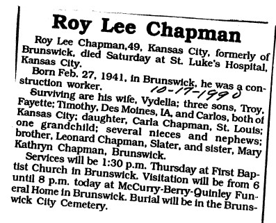 Chapman, Roy Lee
